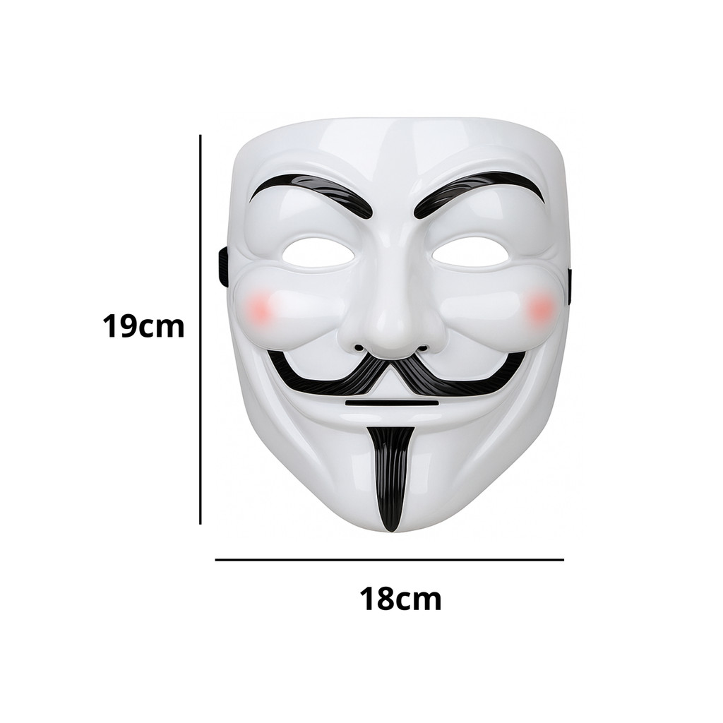 Detalhes do Mascara V De Vingança Acessório P/ Fantasia Anonymous Branco