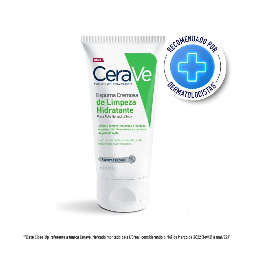 Espuma Cremosa de Limpeza CeraVe Hidratante Pele Normal a Seca 140g - Beauty
