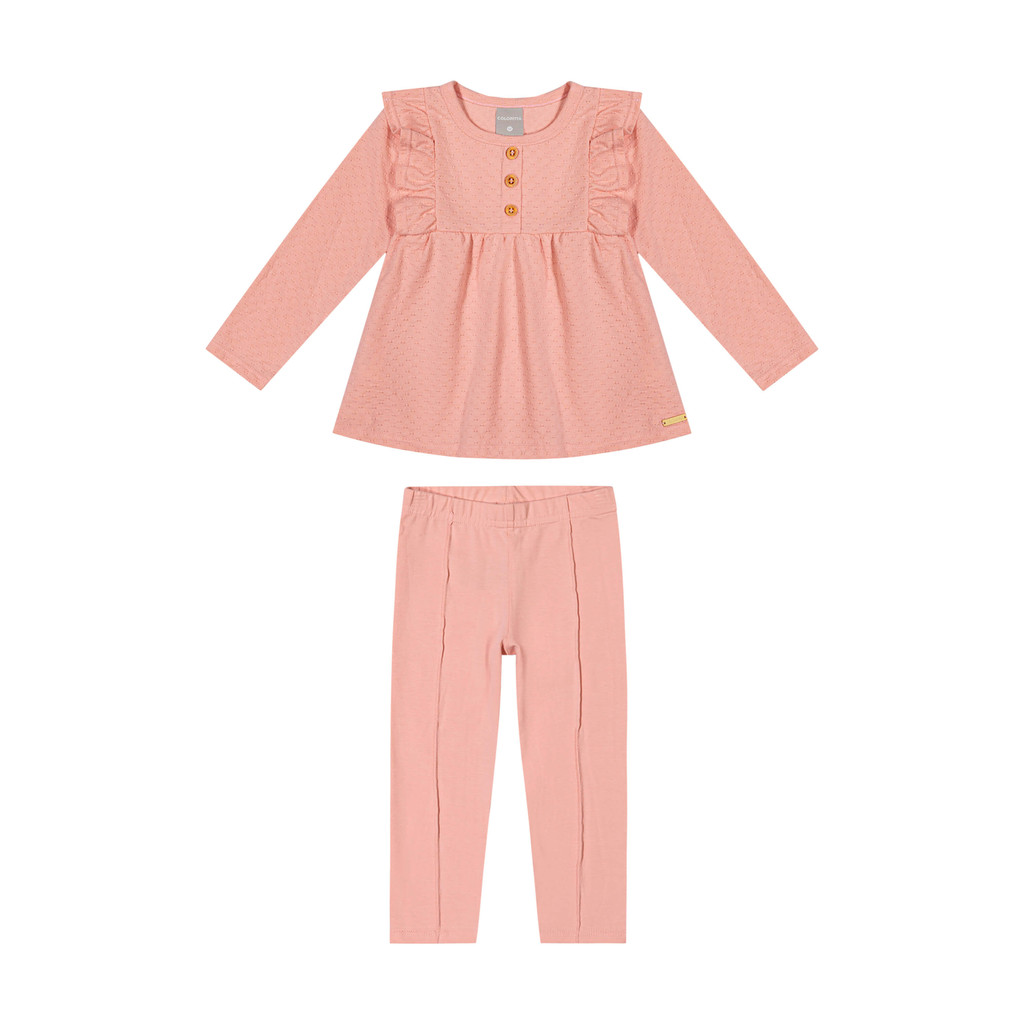Conjunto Infantil Menina Com Blusa Texturizada Colorittá Rosa - Baby & Kids Fashion