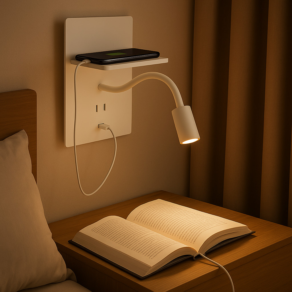 Spot arandela de Parede Sobrepor 9w Led Articulável Usb Apoio Celular abajur luz branco quente