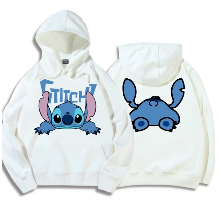 Moletom Lilo Stitch Adulto Unissex Com Capuz e Bolso Canguru Algodão Mulher Casal