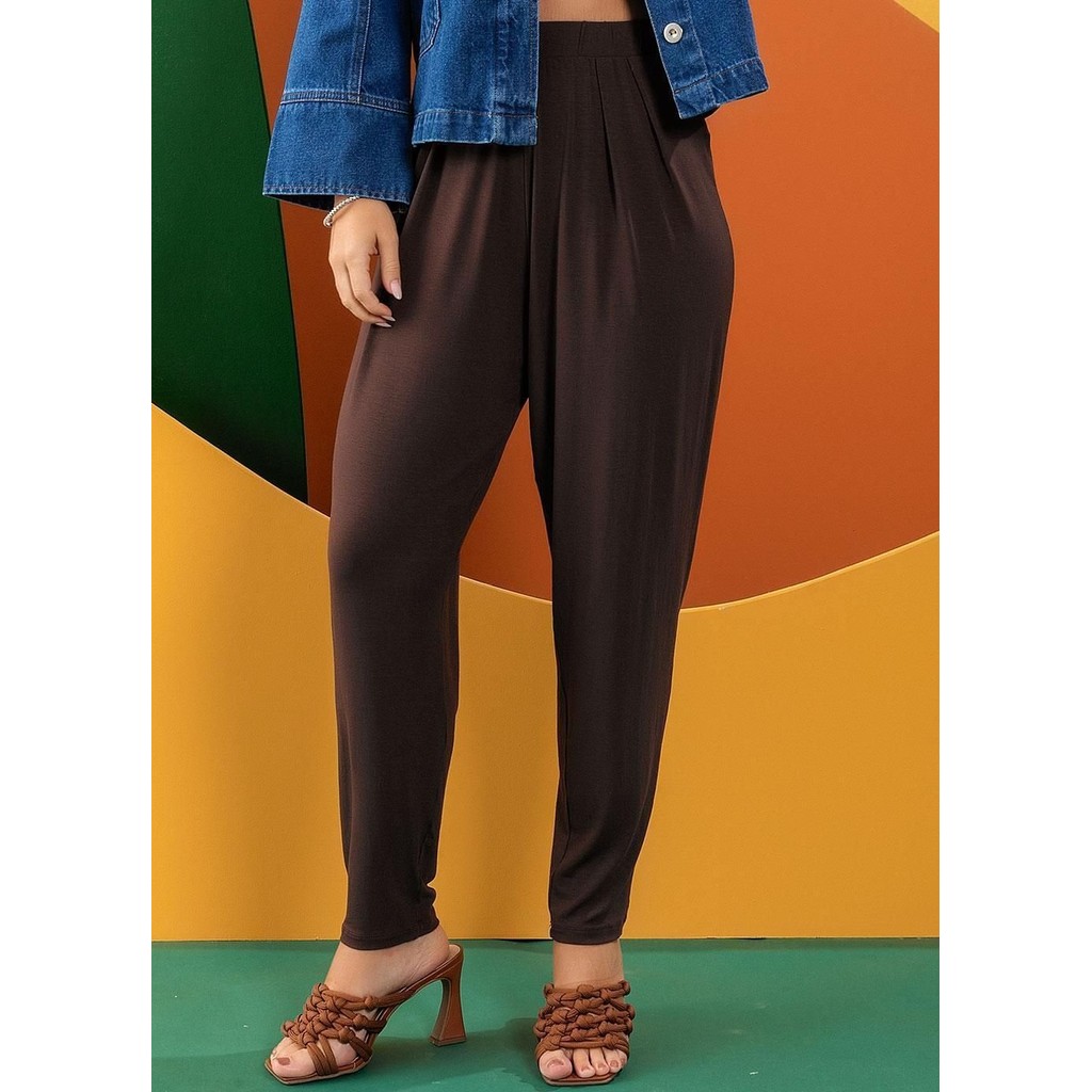 Calça Em Malha De Viscose Marrom Quintess em Oferta na Shopee