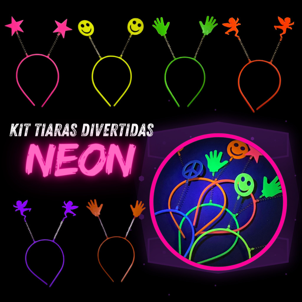 10|20|30 Tiara Divertida Neon P/ Festa Casamento Formatura Brilha na Luz Negra Boate em Oferta na Shopee