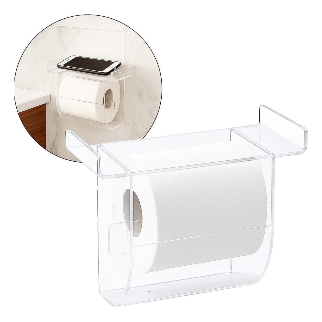 Porta Papel Higiênico Apoio Celular Objeto Banheiro Lavabo Organização Minimalista