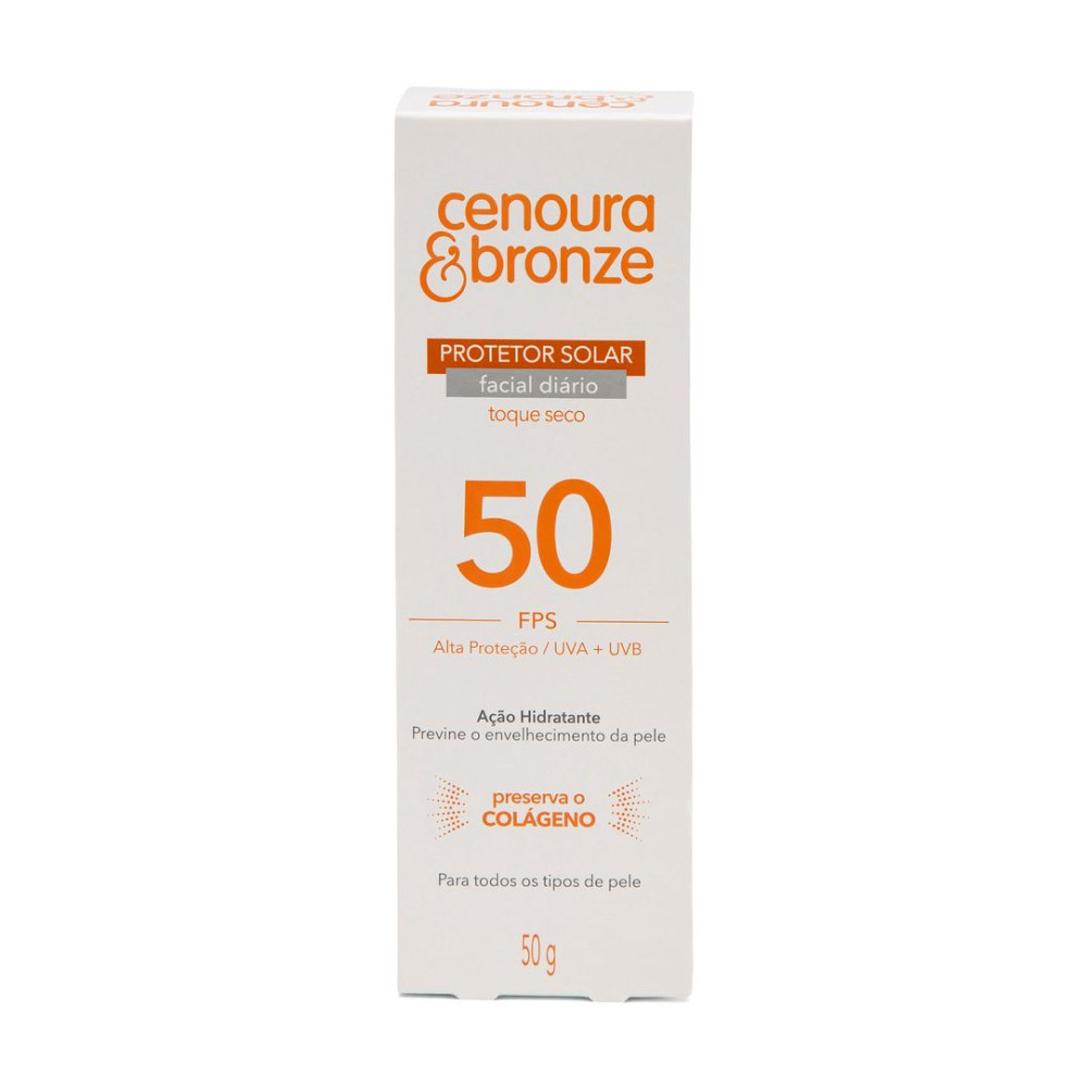 Protetor Solar Facial Cenoura e Bronze FPS 50 50g em Oferta na Shopee