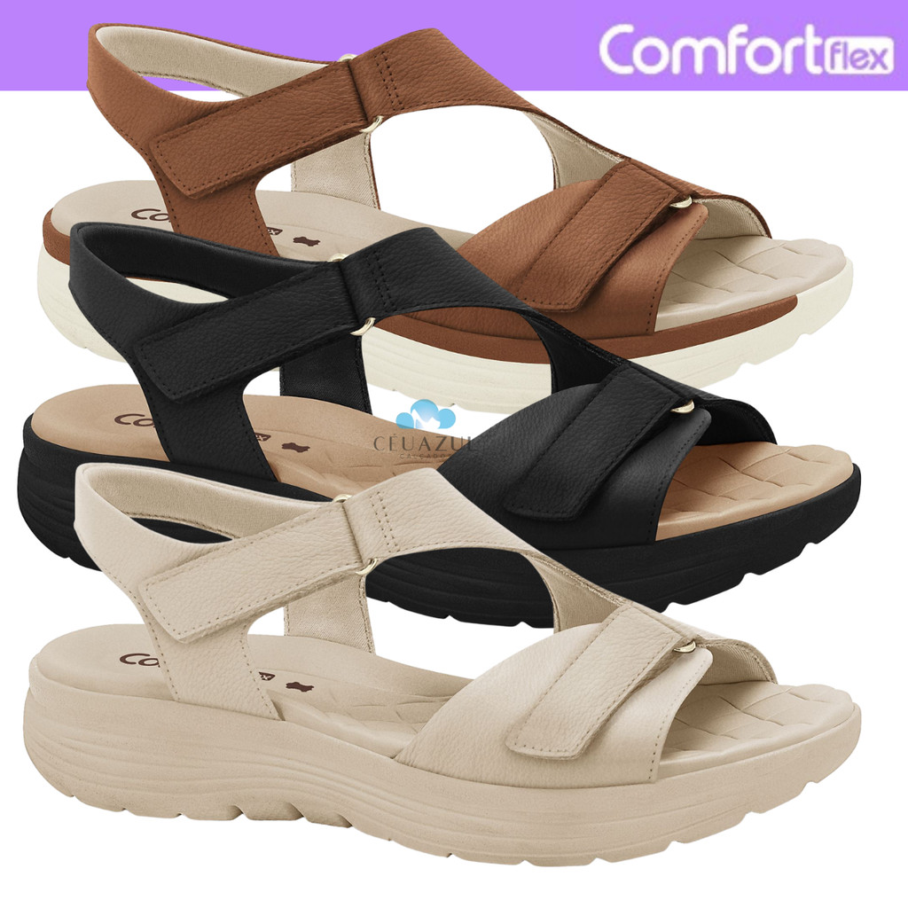 Sandália Feminina Comfortflex Anatômica Velcro Conforto Dia a Dia Casual