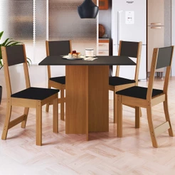 Conjunto Sala de Jantar Fidelitá Roma Com 4 Cadeiras Freijó/Chumbo/Preto