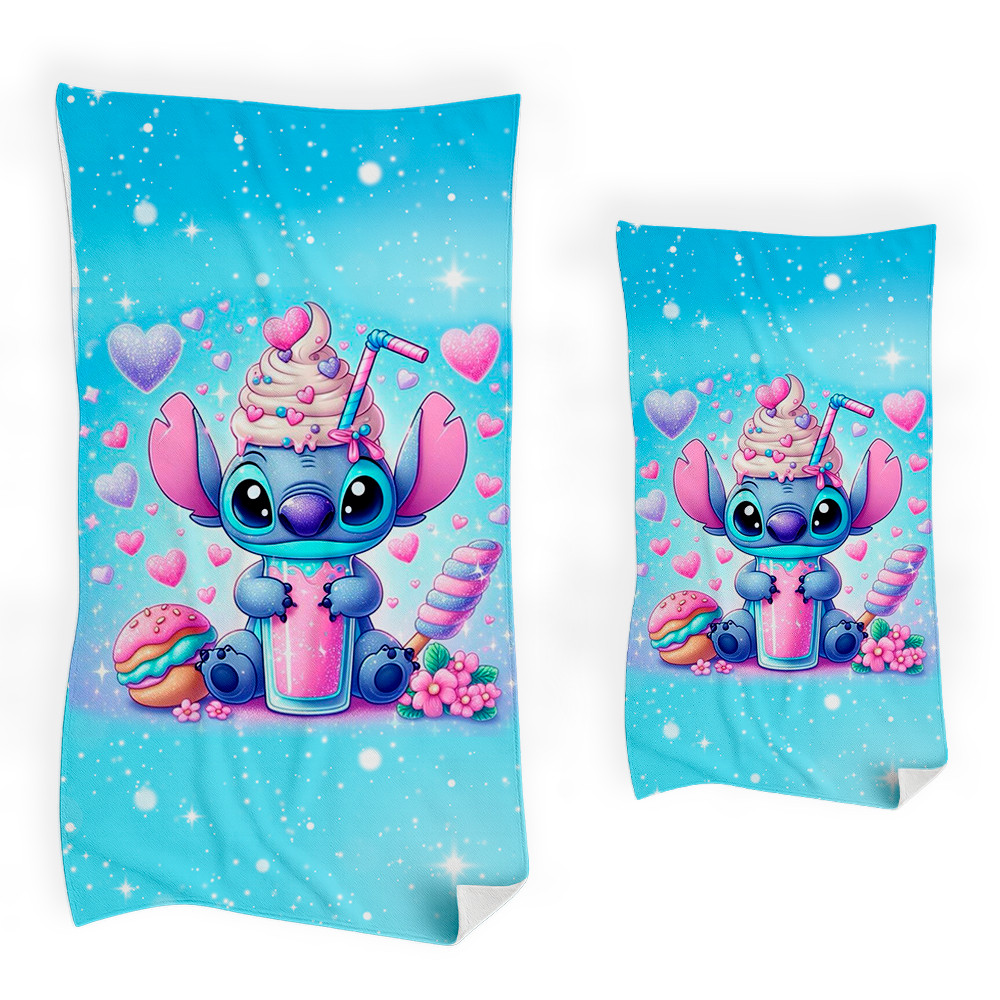 kit Toalha De Banho E Rosto Praia Piscina Infantil Lilo Stitch Lançamento Varios Temas Toalhas Filho Desenhos Homem Aran