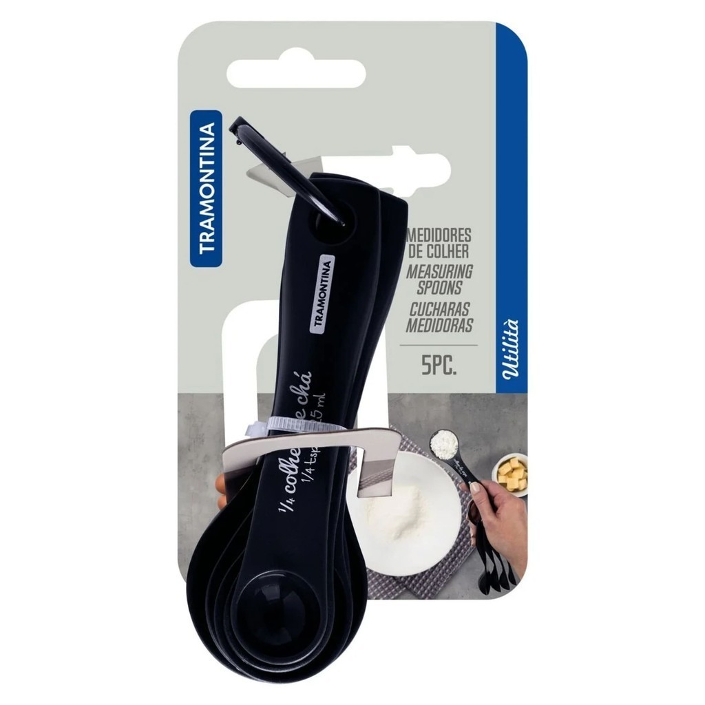 Jogo de Colher Medidora de Cozinha Tramontina Utilitá em Grafite ABS 5 Peças Cinza - 29899061 em Oferta na Shopee
