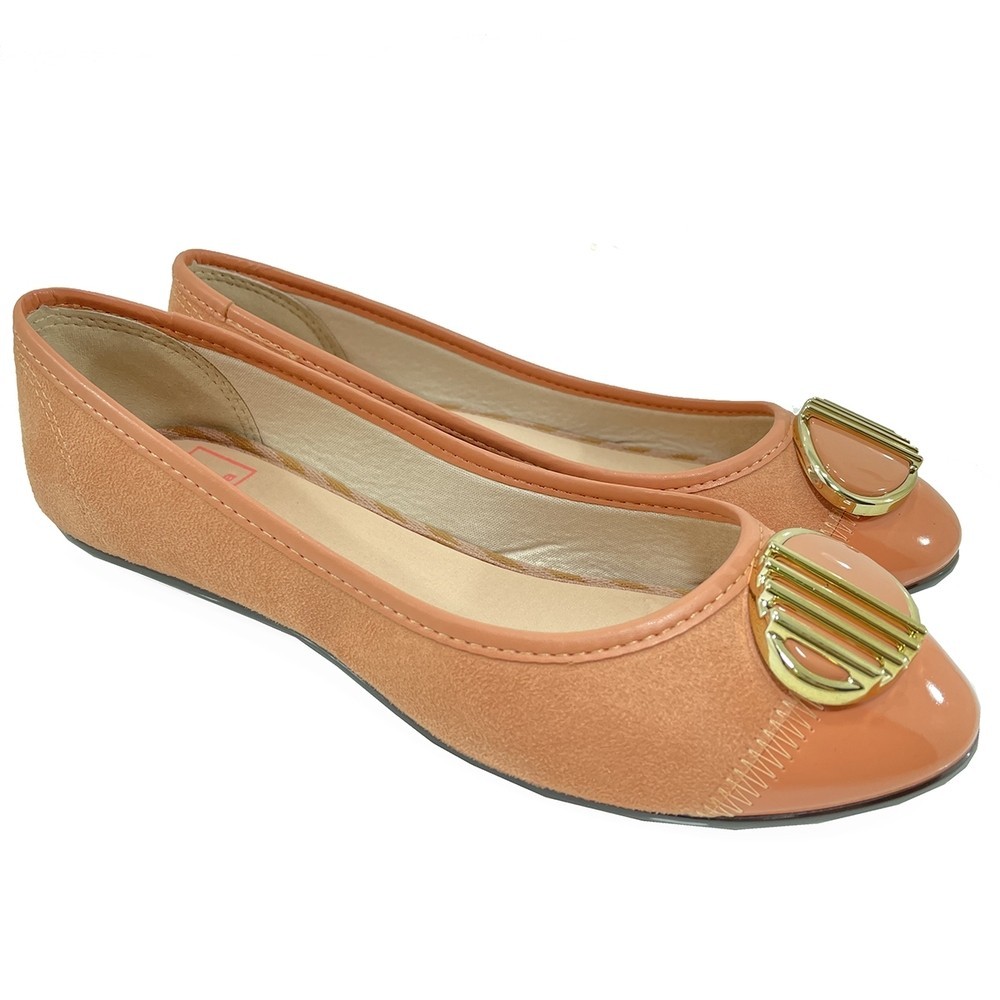 Sapatilha Moleca Metal Camurça Feminina - Coral - Women Shoes