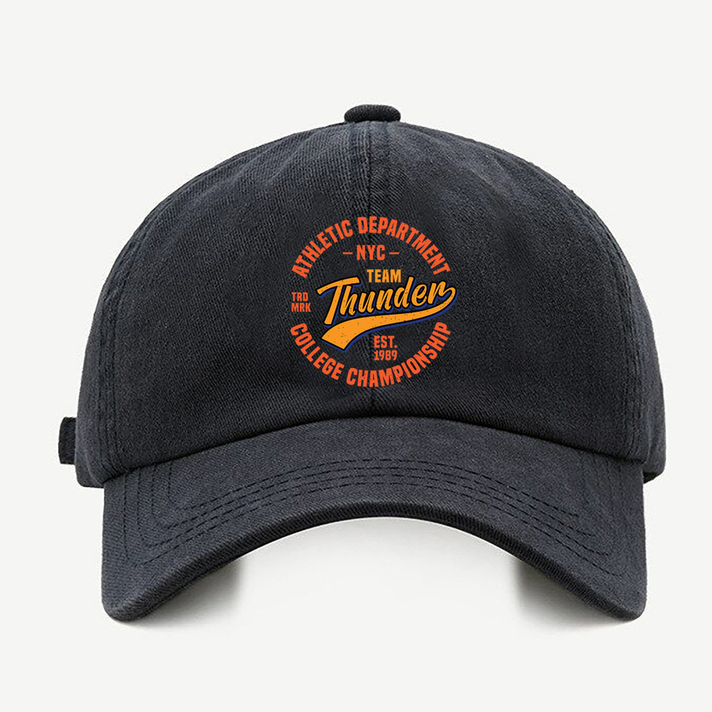 Bone baseball masculino preto Team ThunderCom regualgem cores bege e branco