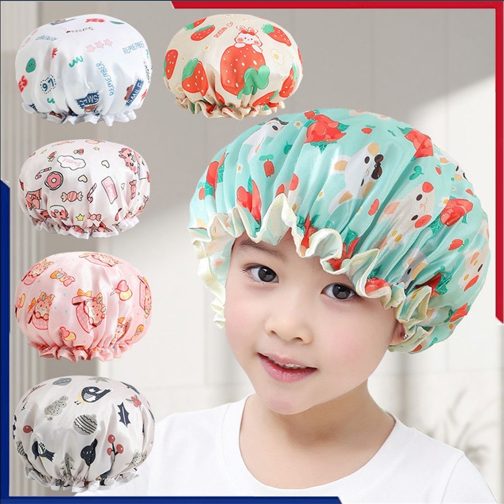 Touca De Banho Dupla Camada Para Crianças, à Prova D'água, Fofa, Banho, Casa, Bebê, Shampoo, Chapéu, Acessórios De Banheiro