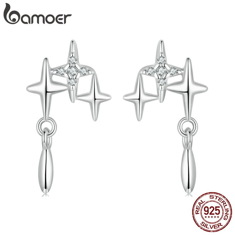 Bamoer 925 Sterling Sliver Studs Brincos Com Design Estrelado Jóias Presentes Para Mulheres em Oferta na Shopee