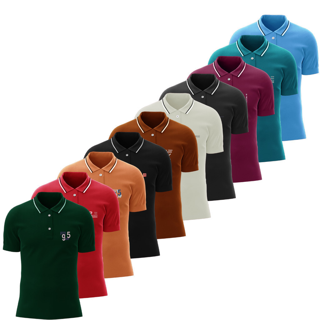 Kit 10 Camiseta Gola Polo Masculina 100% Algodão Polo Plus-Size Casual