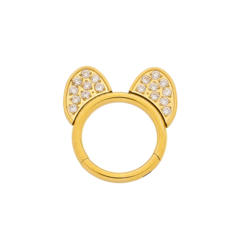 Piercing Titânio Argola Click Mickey Dourado 8mm
