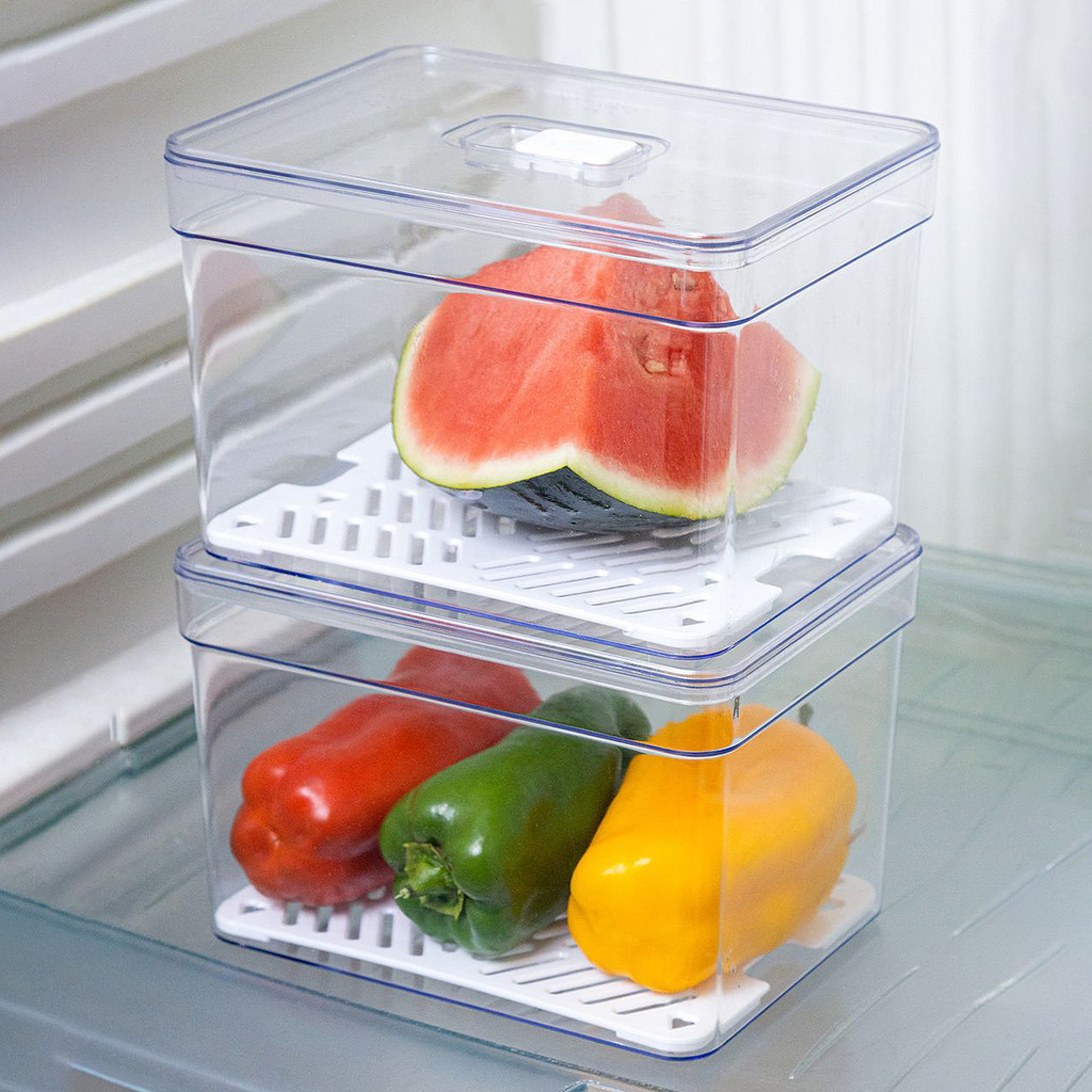 Kit 2 Organizador De Geladeira Prático Cesto P/ Alimentos Verduras Fruta 3,8 Litros C/Tampa Multiuso