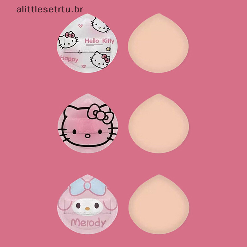 Tlesetrtu 1/2pcs Cartoon Kawaii Sanrio Hello Kitty Melody Pudding Dog Maquiagem Sponge Puff Elástica Facial Cosmética Beauty Tool BR