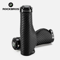 Bicicleta ROCKBROS Grip Universal PU Couro À Prova De Choque Soft Confortável Guidão De Padrão De Carbono Anti-Derrapante Acessórios