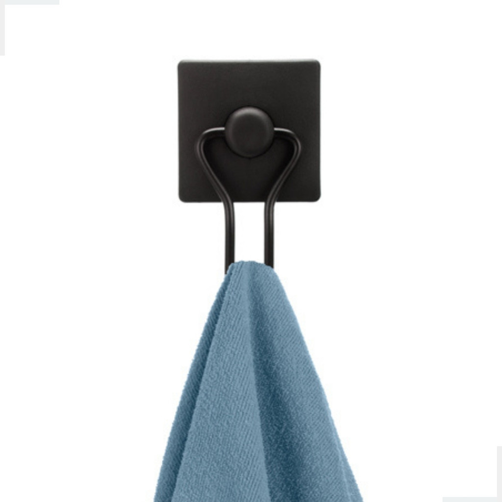 Gancho Cabide Suporte Porta Toalha de Parede Banheiro Sem Furo Fixação Dupla Face 3M Preto Arthi em Oferta na Shopee
