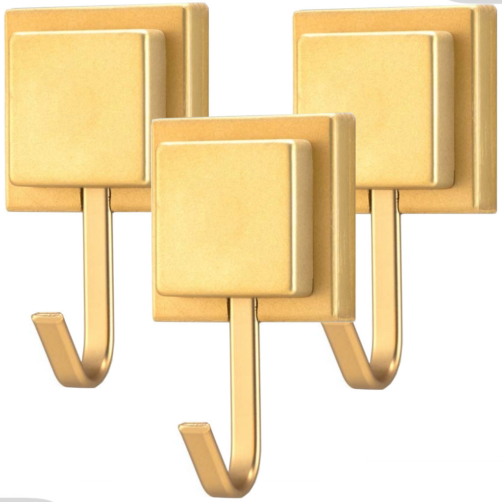Kit 3 Gancho Cabide Suporte Porta Toalha de Parede Banheiro Cozinha 3M Dourado Fosco Arthi em Oferta na Shopee