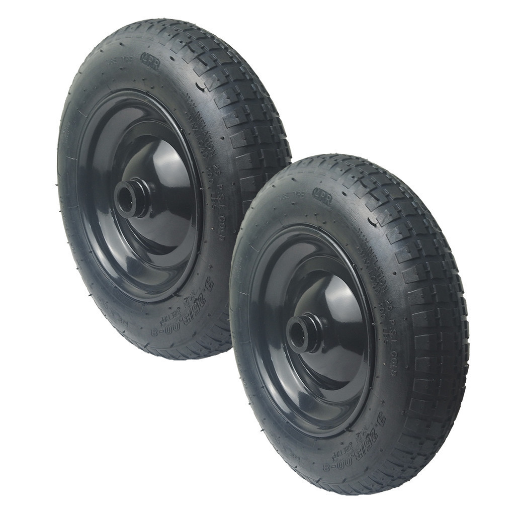 Kit 2 Rodas com Pneu e Câmara 3.25x8 Rolete 1 Polegada Tração Humana Borrachas Londrina