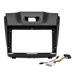 Kit Moldura Painel 9 Pol S-10 Trailblazer 2012 2013 2014 2015 2016 2 Din Preto Chicote Som Plug Antena