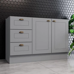 Balcão De Cozinha 120 Cm 2 Portas 3 Gavetas Amy Casa 812 Cinza