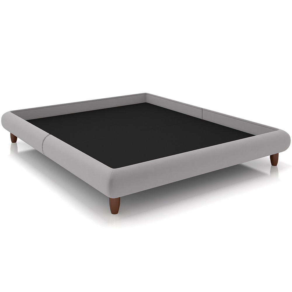 Cama Casal Queen Base Box Pés de Madeira 176cm Otto P05 Veludo Cinza - Lyam Decor em Oferta na Shopee