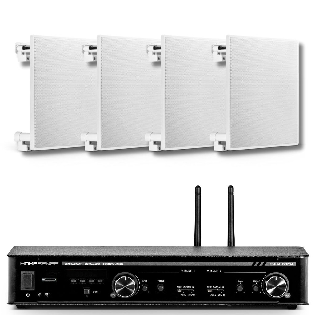 Kit Som Ambiente Home Sense 320.4 + 4 Som Arandela Quadrada