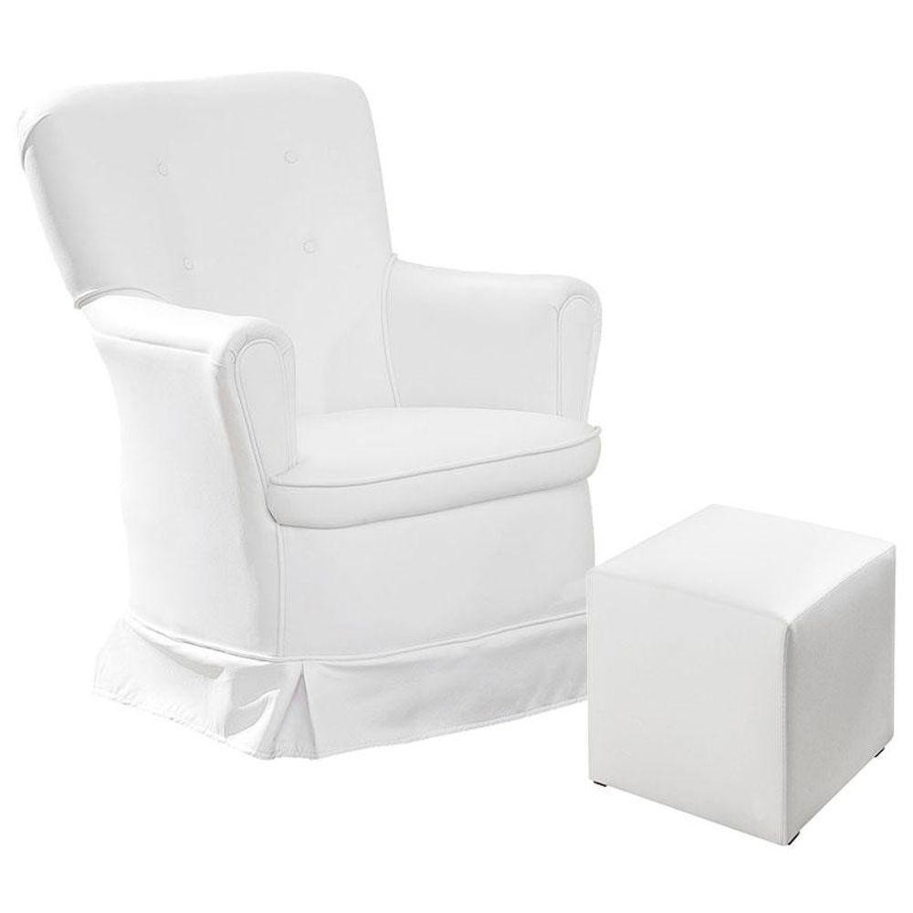 Poltrona De Amamentação Aconchego Fixa Com Puff Branco - Canaã em Oferta na Shopee