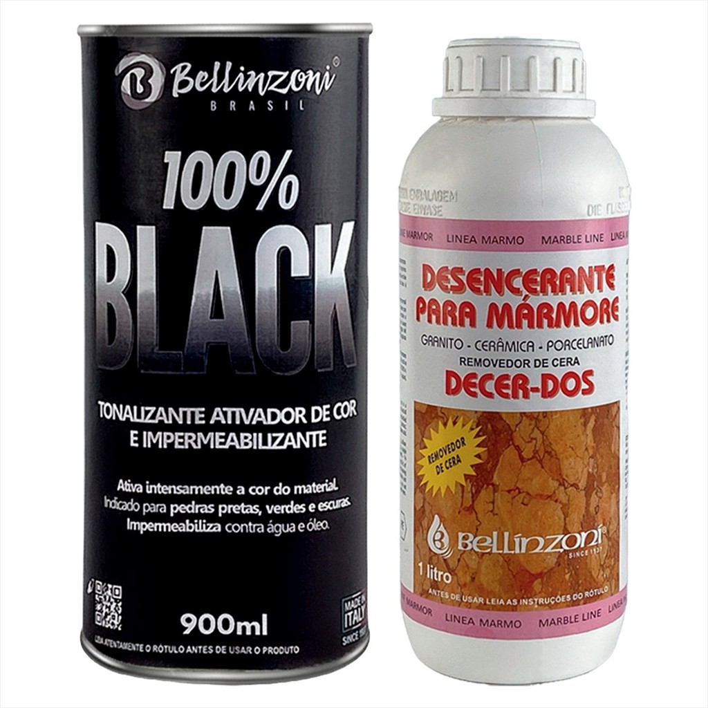 Kit Bellinzoni Decer Dos Limpador + 100% Black Hidrofugante