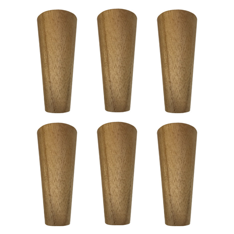 Kit 6 Pés De 20 Cm Cônico Retrô Para Móveis Pé Palito - Com Kit de Chapas Para Inclinar