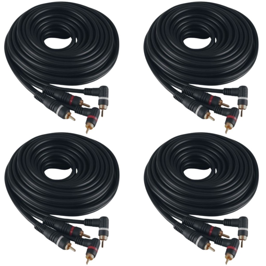 Kit 4 Cabos Rca 5 Metros Som Automotivo E Amplificador Kx3 - Audio