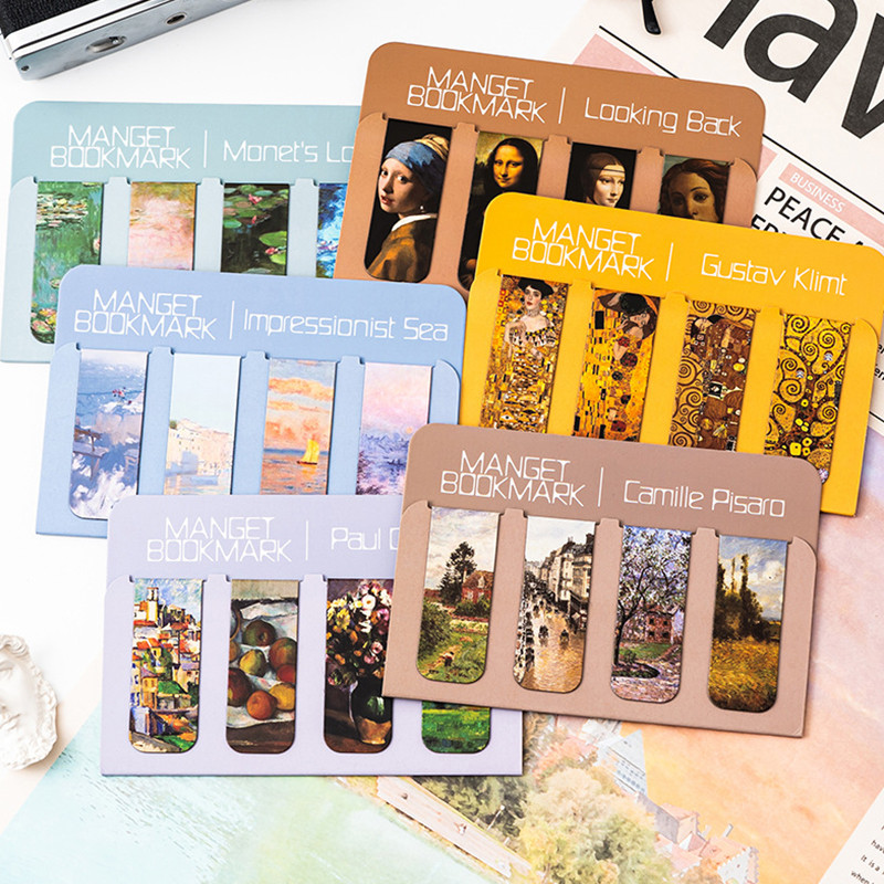 4 Pçs Série De Arte Estética Marcadores Magnéticos Estudante Dobrável Mini Livro Página Titular