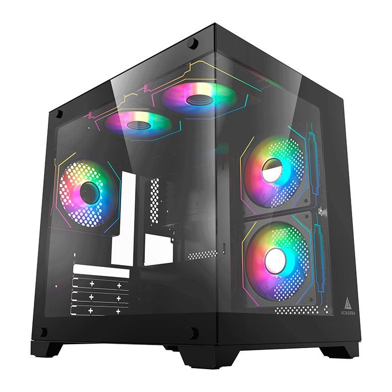 Gabinete Gamer Aquário Acegeek Vacancy L375, Mid-Tower, Lateral de Vidro, Preto, AG-VACANCY-L375-BK em Oferta na Shopee