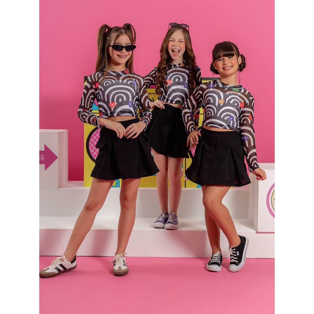 Combinadinho Helena Black Estampado Infantil Juvenil, Menina tam4, 6, 8, 10, 12, 14, Envio Imediato