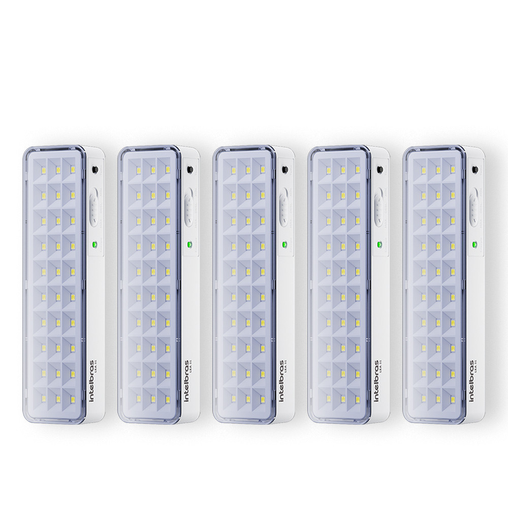 Kit 05 Luminárias de Emergência Led Intelbrás Autônoma Lea 31 com 30 Leds Branco Bivolt em Oferta na Shopee