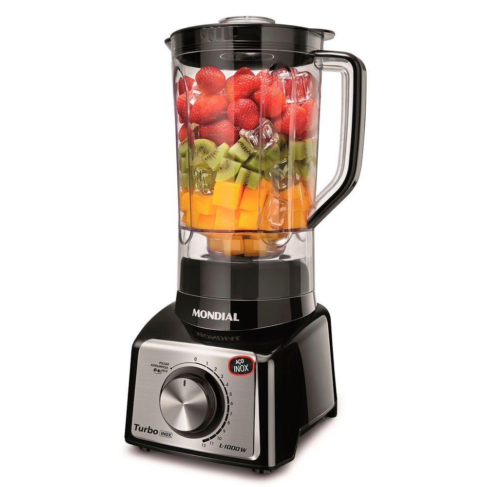 Liquidificador Turbo Mondial Black Inox L-1000 Bi Liquidificador-220v-preto/inox