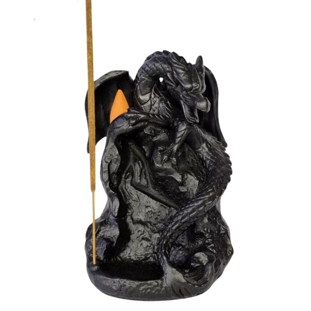 Imagem Porta Incenso Cachoeira Cascata Incensário Dragão Na Pedra