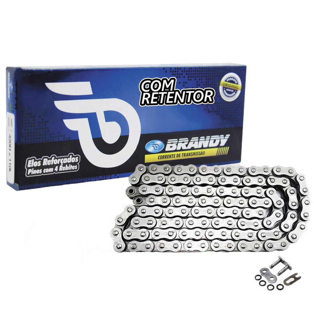 Corrente de Transmissão Biz 125/Biz 110i/Pop 100 428X106 Com Retentor Brandy