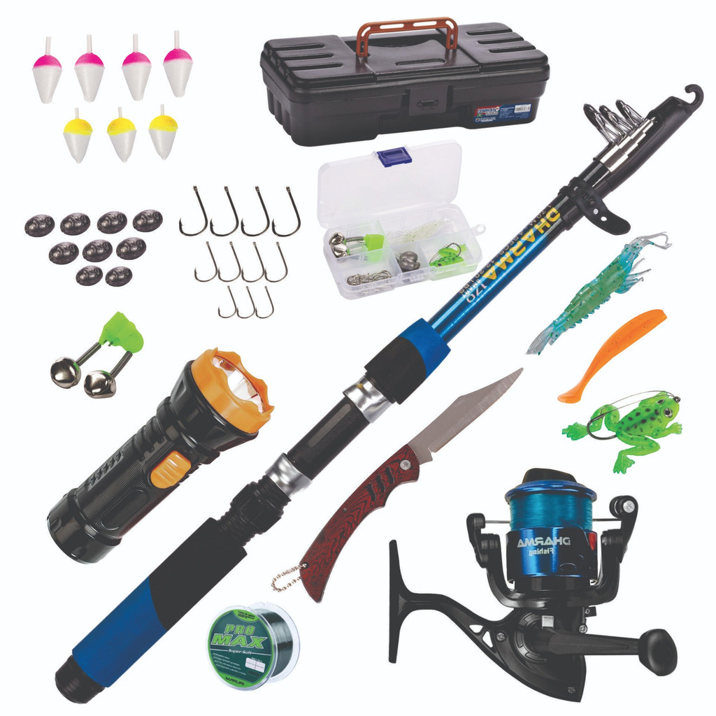 KIT BARATO 1 VARA + 1 MOLINETE + LANTERNA +CANIVETE  + MALETA + ITENS, PROMOÇÂO em Oferta na Shopee