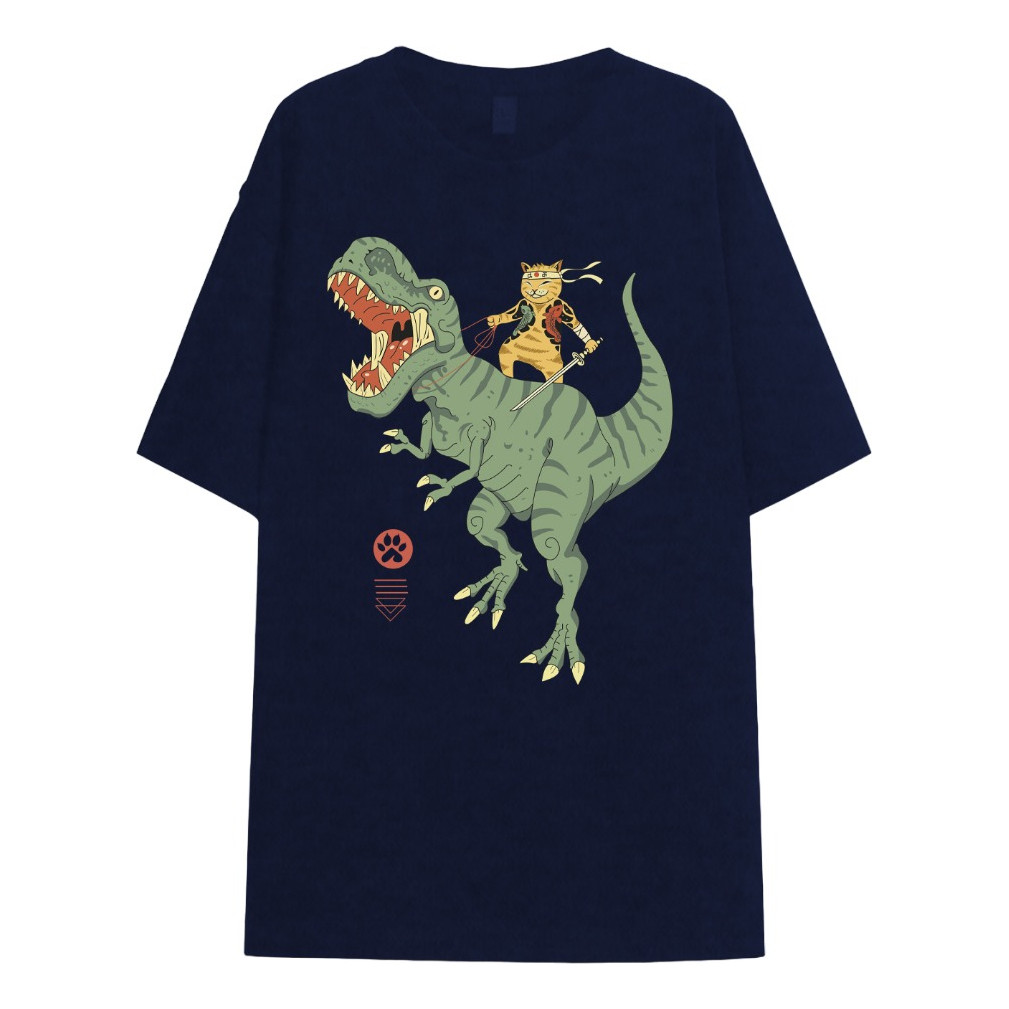 2024 Camiseta Estilosas Gatinho Dinossauro Estampada Minimalistic
