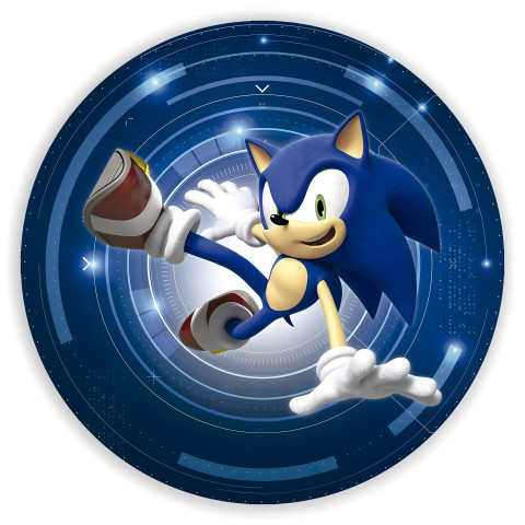 NOVO Painel Festa Infantil Redondo Sonic, fundo tons de azul + Arco, Suporte incluso. Fazemos personalizado com qualquer tema. Confeccionado em Lona fosca, impressão de alta resolução. cenário , p/ Decoração