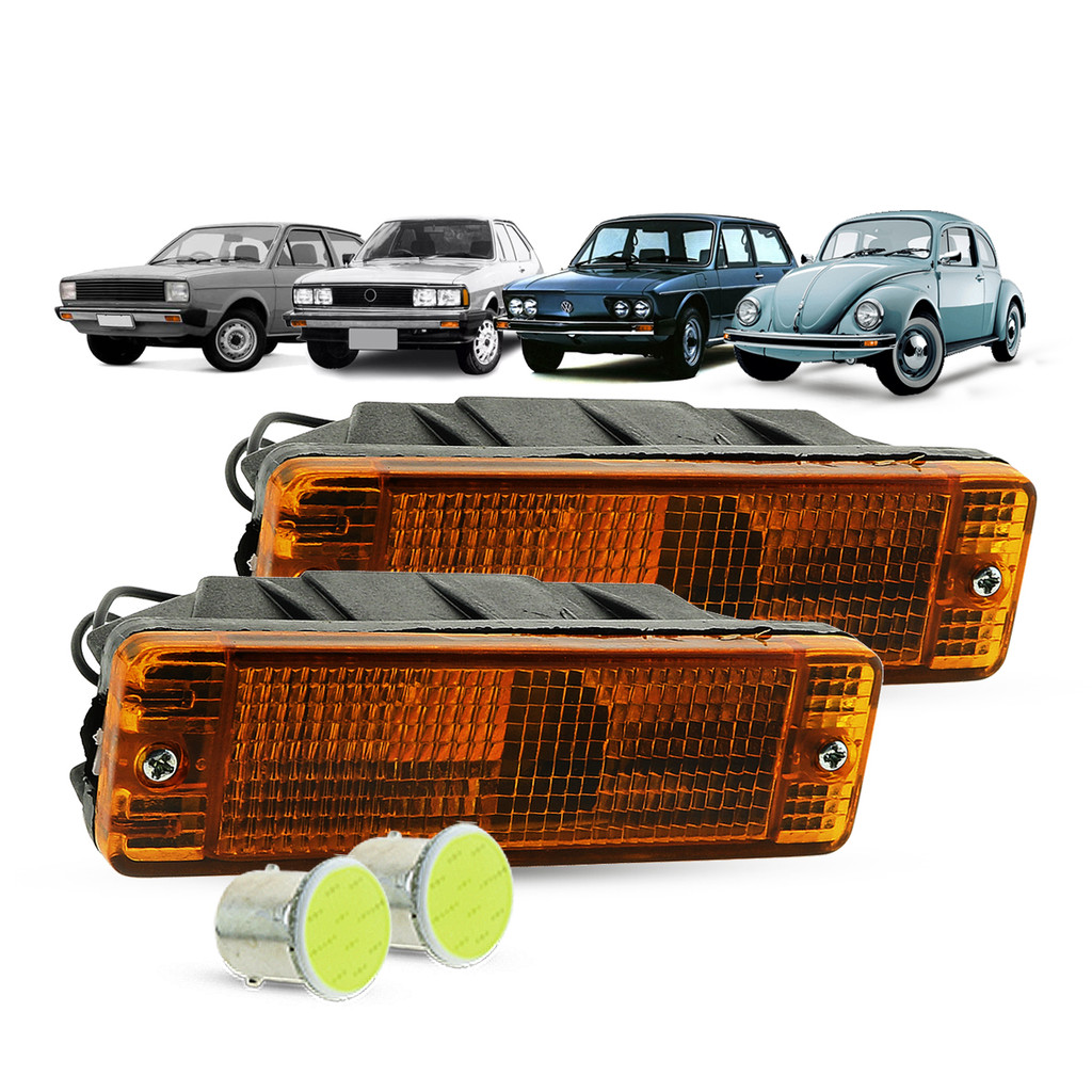 Par Lanterna Pisca Seta Dianteiro + LED Volkswagen Brasilia Gol Saveiro BX Fusca Variant II SP2 Passat GTB S2 GTI