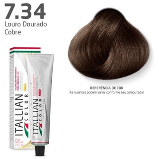 Coloração Itallian Color LOURO DOURADO COBRE 7.34 60g em Oferta na Shopee