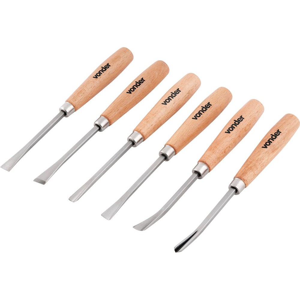 Jogo formão para escultura aço carbono com 6 peças - Vonder em Oferta na Shopee