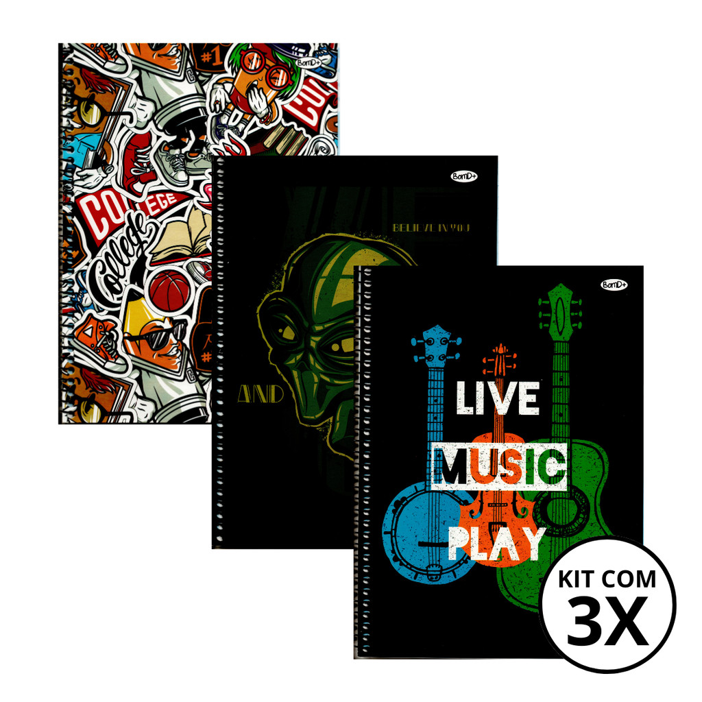 Kit Com 03 Cadernos 10 Matérias Masculino - SÃO DOMINGOS KIT 04