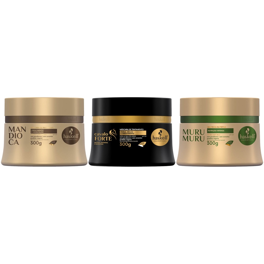 Kit 3 Máscaras Cronograma Capilar Completo 300g - Haskell em Oferta na Shopee