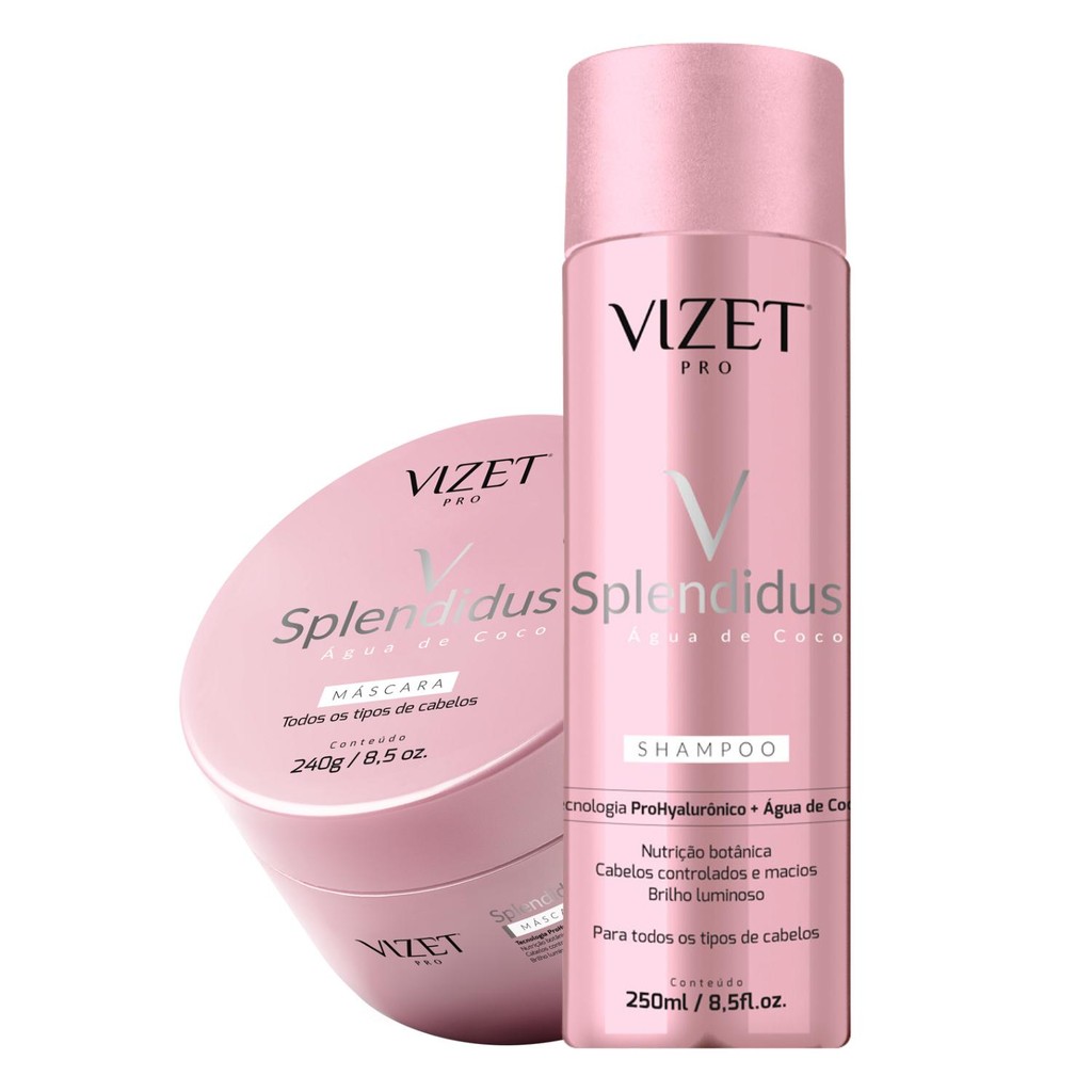 Shampoo e Máscara Hidratação Pro Hyaluronico + Água de Coco Splendidus Vizet