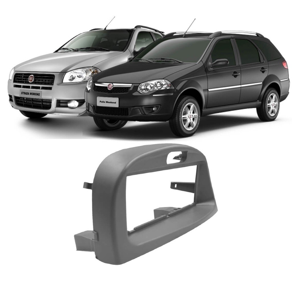 Moldura 1 Din Cinza Palio/Siena/Strada/Palio Weekend G2 01/06 Fire Economy 10/14  Alojamento p/ Relógio Expex EPX FT-570